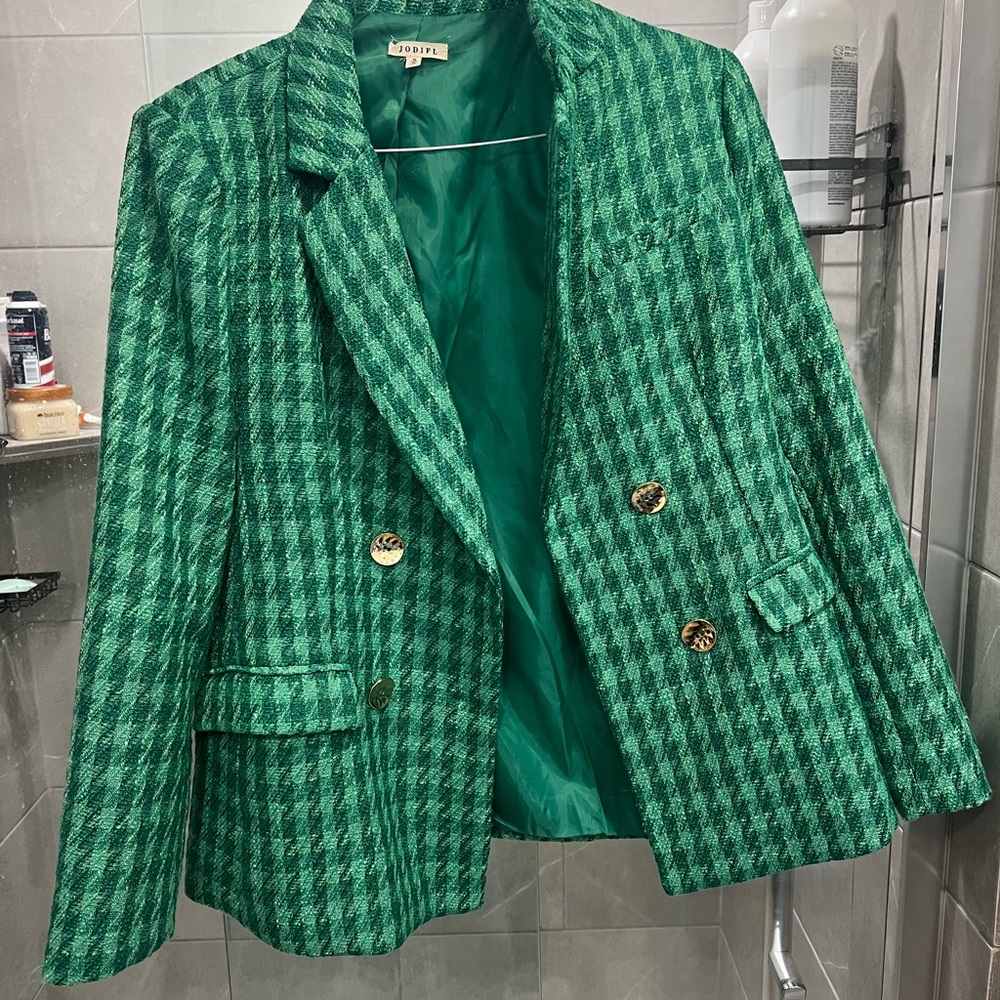 Green Plaid Women's Blazer